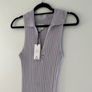 Lavender Purple Collar Ribbed Dress Large